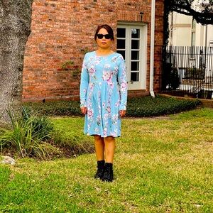 Final sale :Kosis woman’s casual floral long sleeve jersey dress size: L